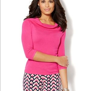NWT New York & Company Cowl Neck Top Pink - XL